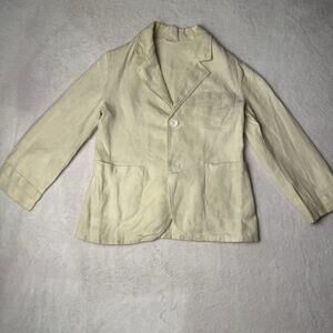 Vtg Peter Pan Kids Blazer Jacket Natural Cream Linen Boy Size 6/7 Button Classic